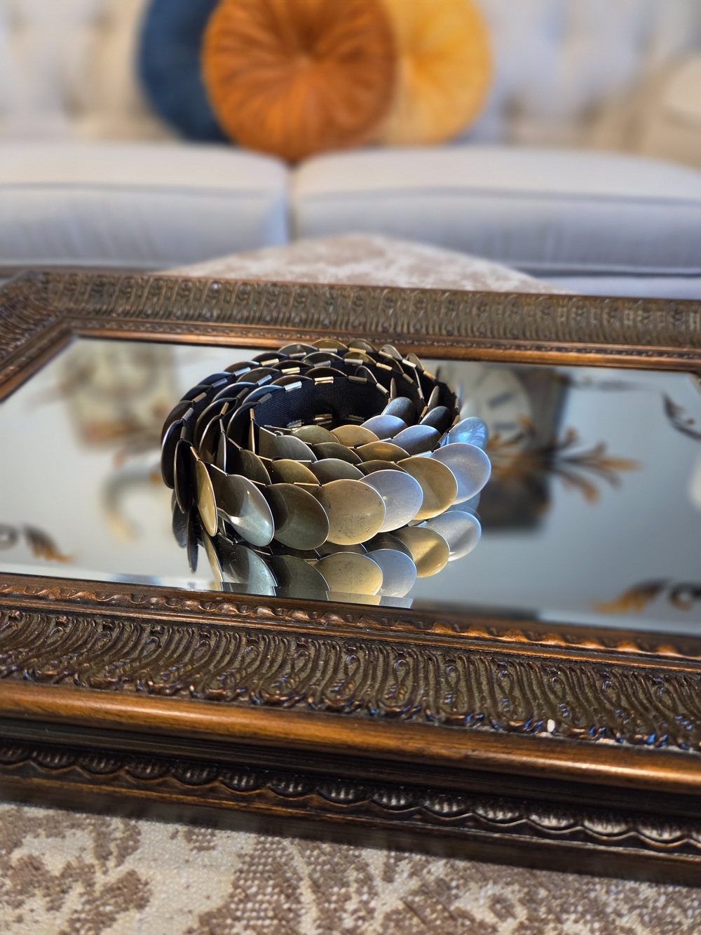 Source Unknown Gold and Black Metallic Disc Coil Belt